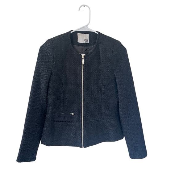 Anine Bing Black Tweed Zip Up Jacket - Picture 1 of 11